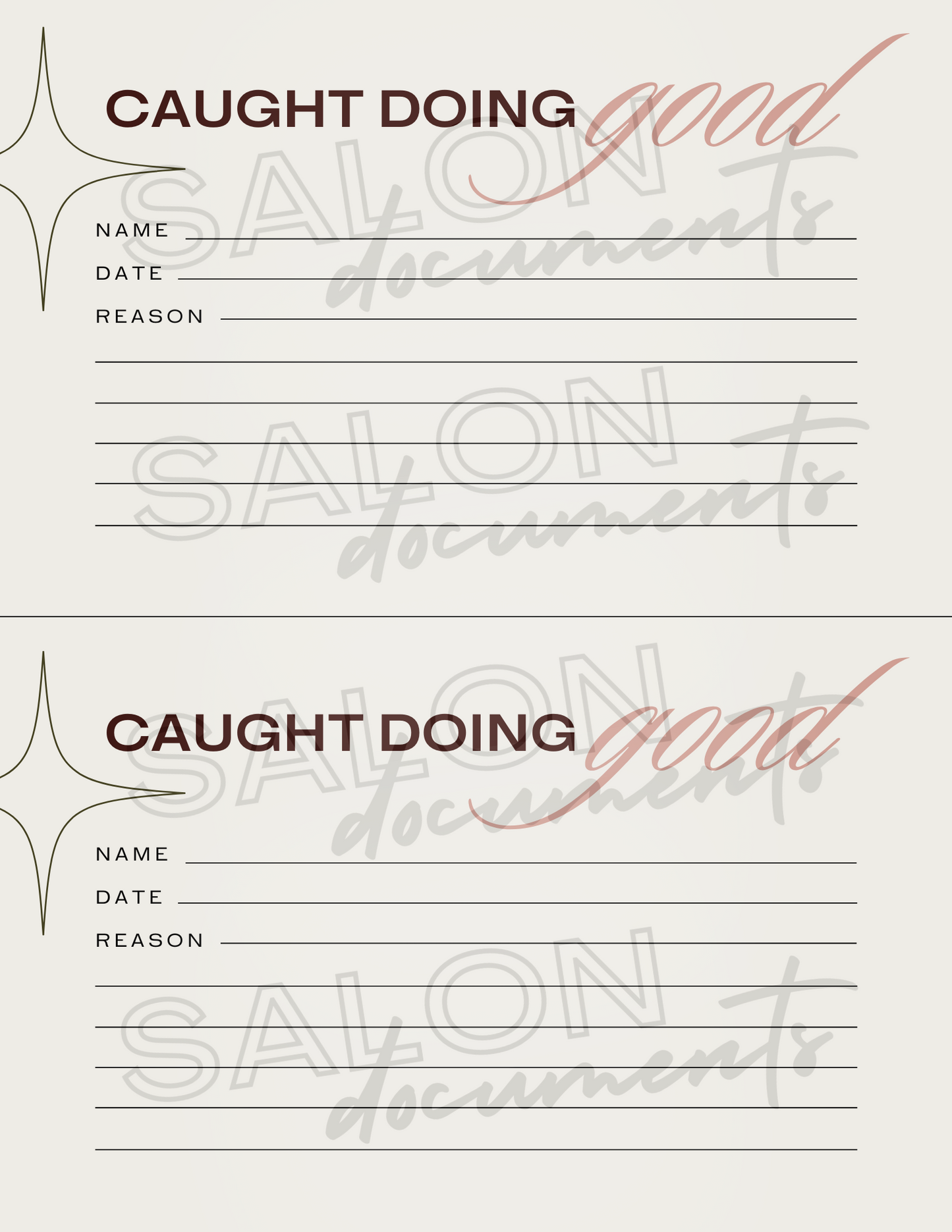 Luxe Vibe: Caught Doing Good Employee Praise Card