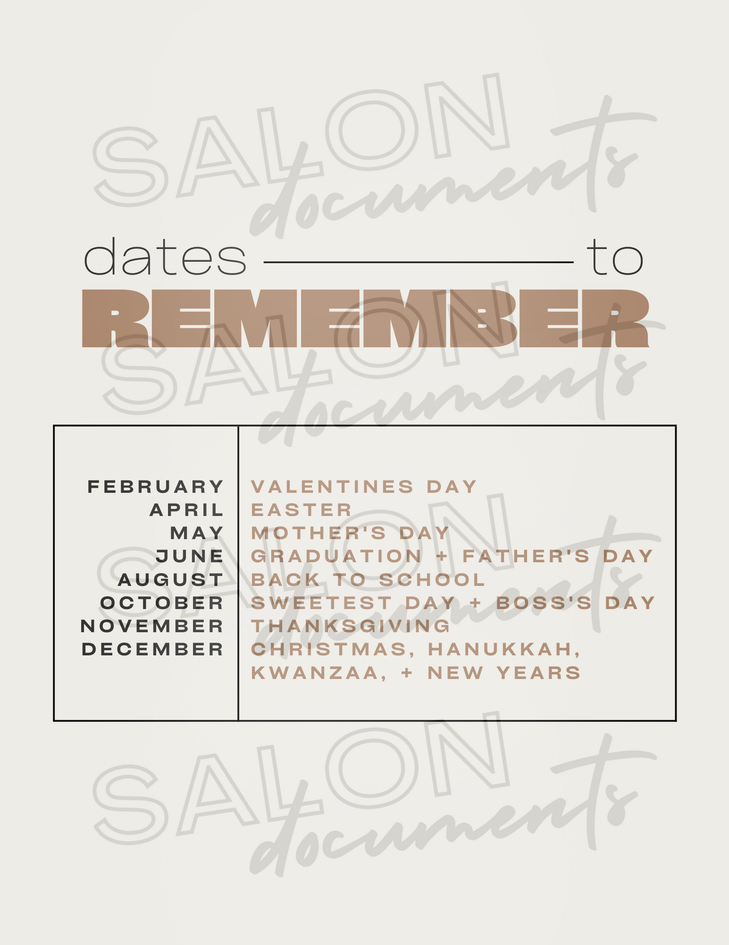 Minimal Vibe: Dates to Remember