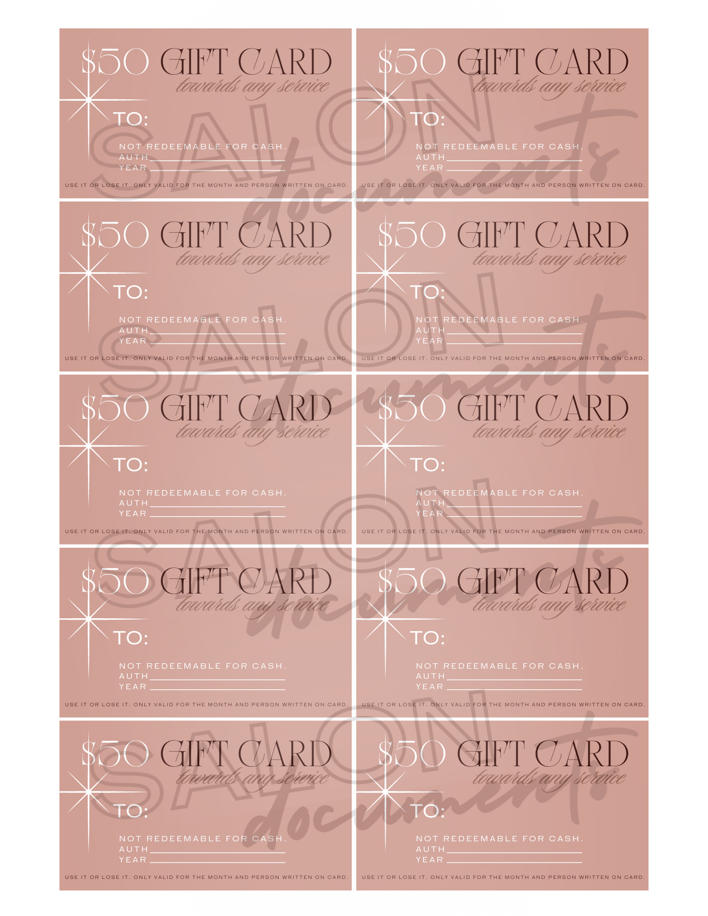 Luxe Vibe: $50 Gift Card Voucher Page