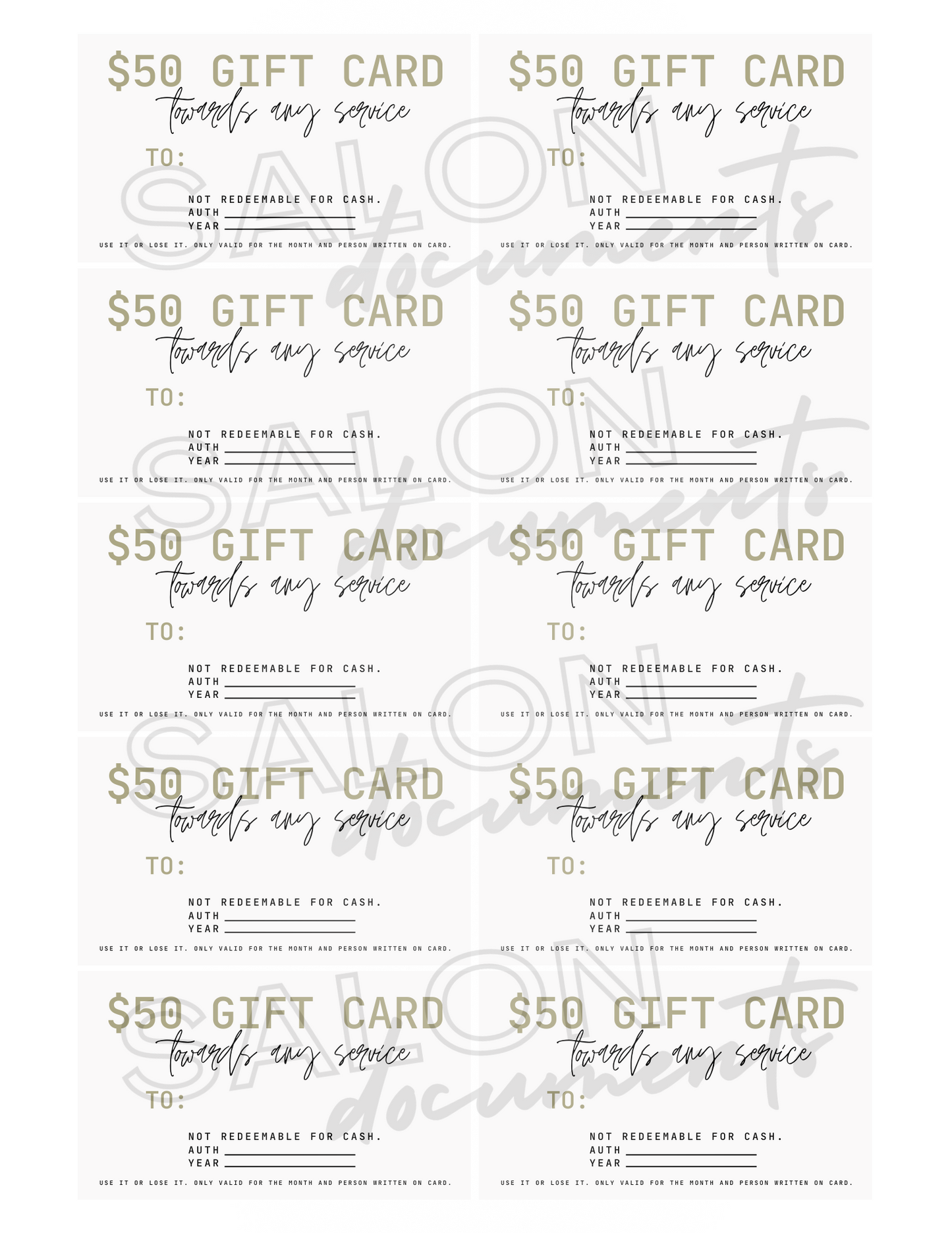 Naturalist Vibe: $50 Gift Card Voucher Page