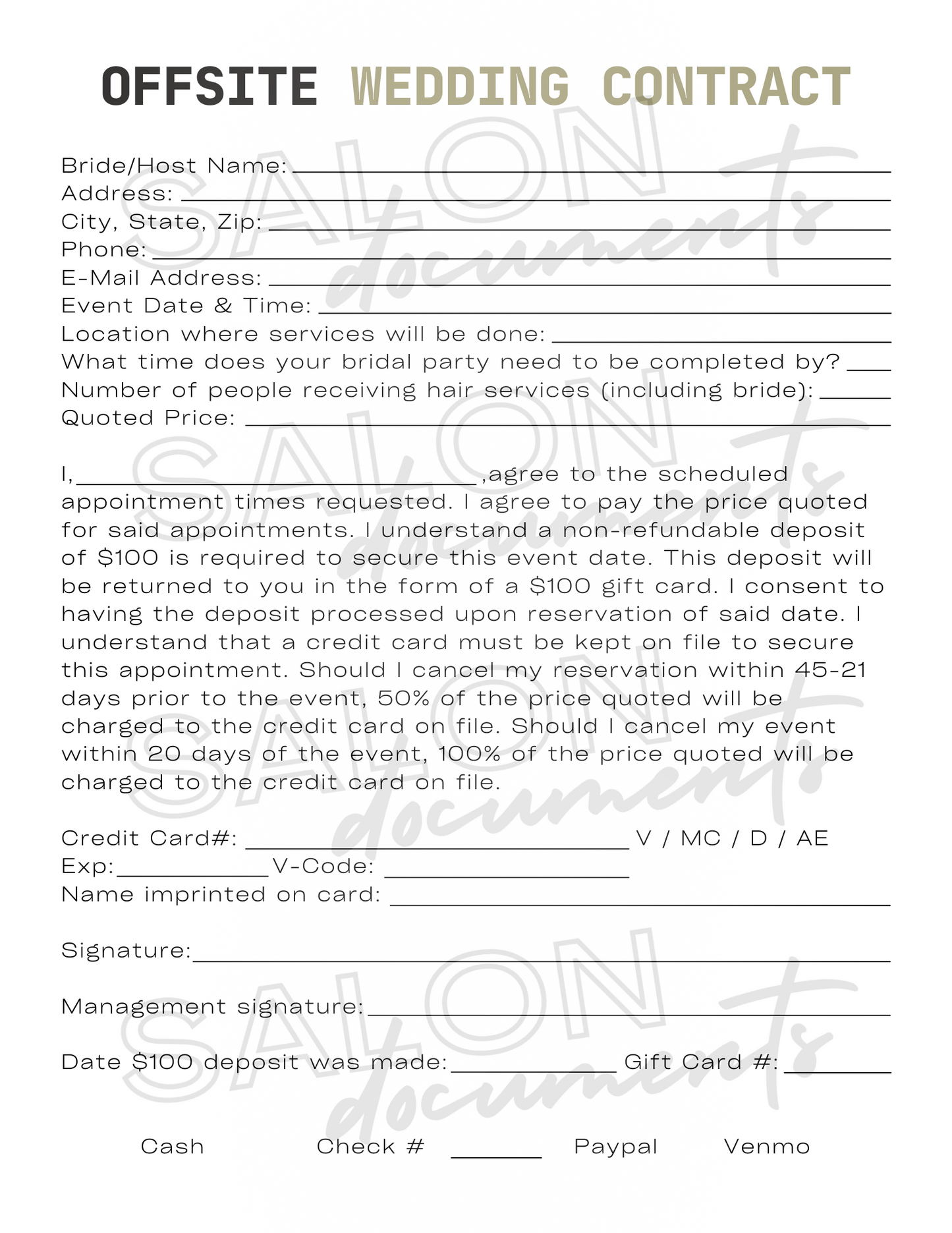 Offsite Wedding Contract