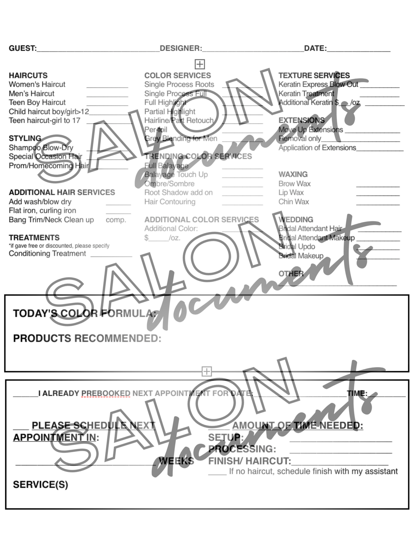 Salon Service Tickets