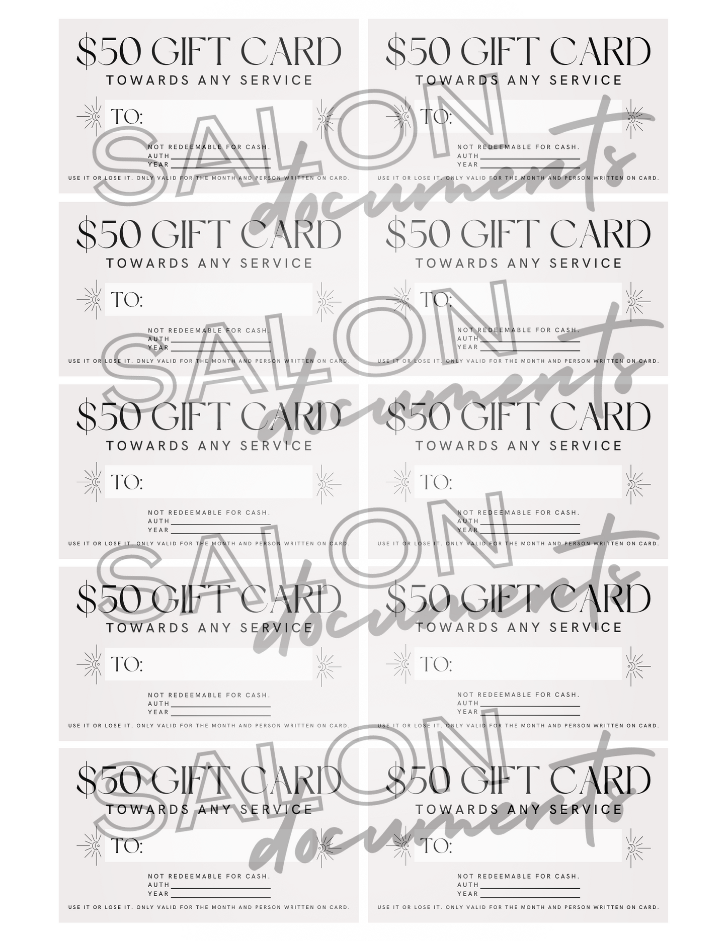 Bohemian Vibe: $50 Gift Card Voucher Page