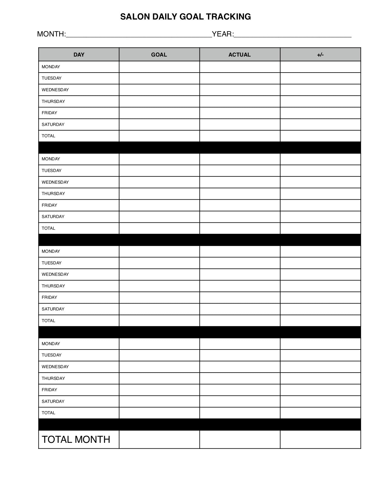 Salon Daily Goal Tracking