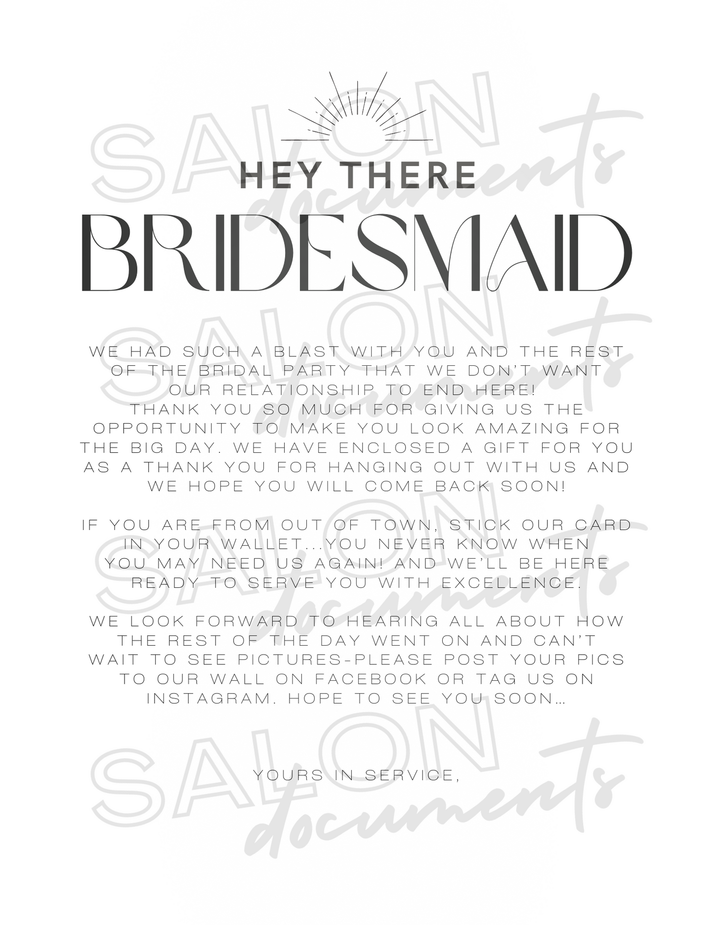 Thank You Bridesmaid