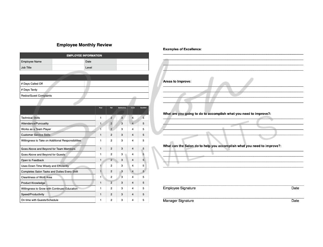Employee Monthly Review