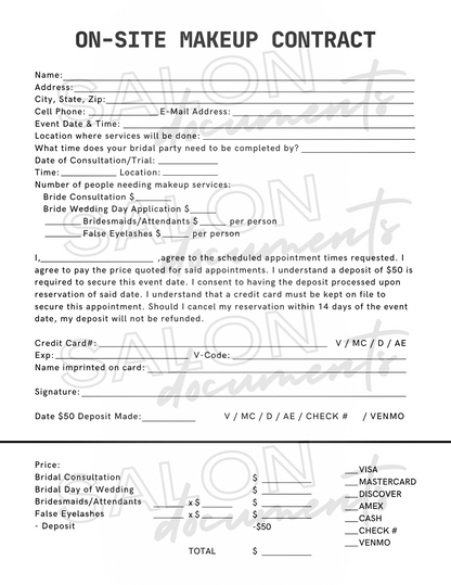 Makeup Service Agreement