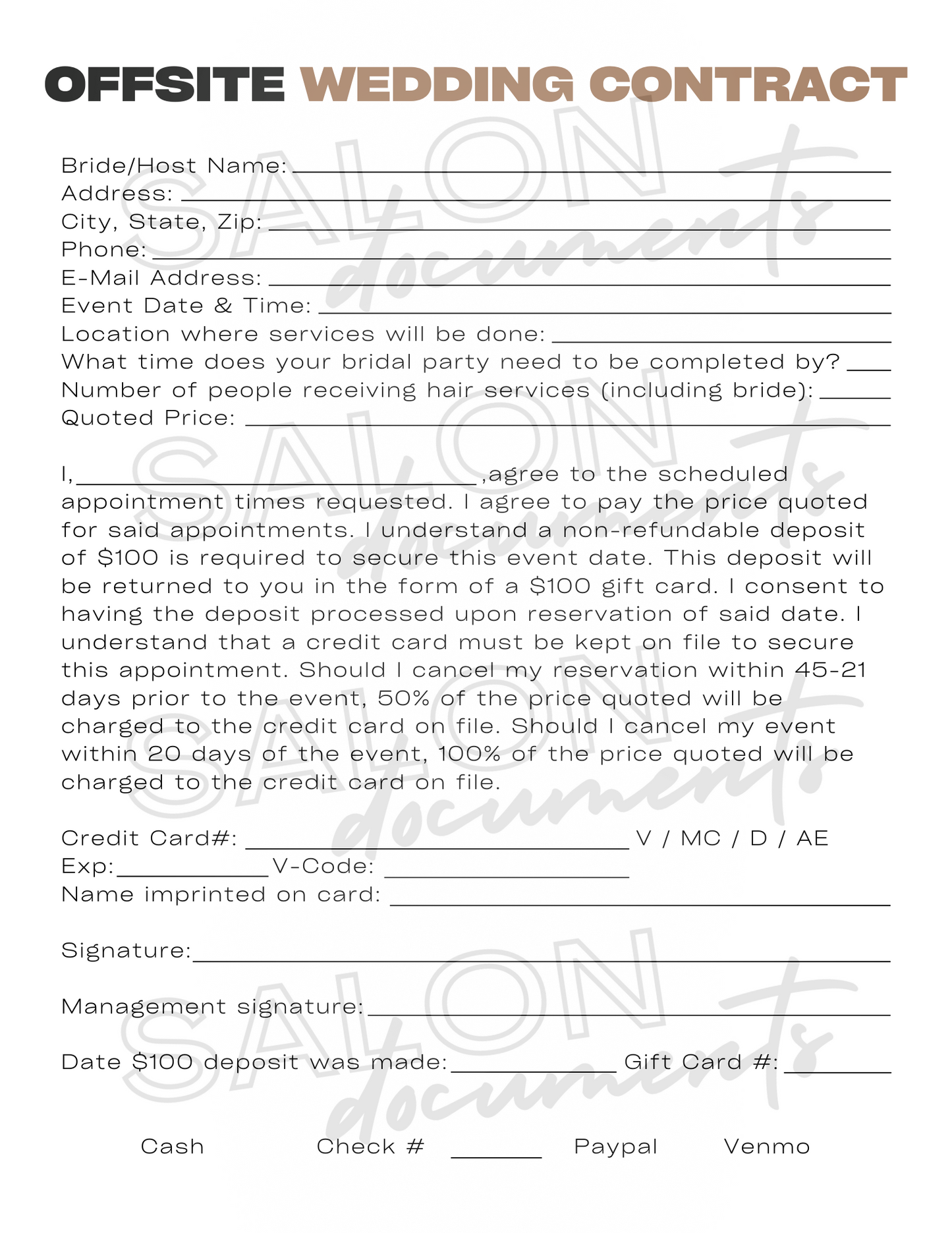 Offsite Wedding Contract