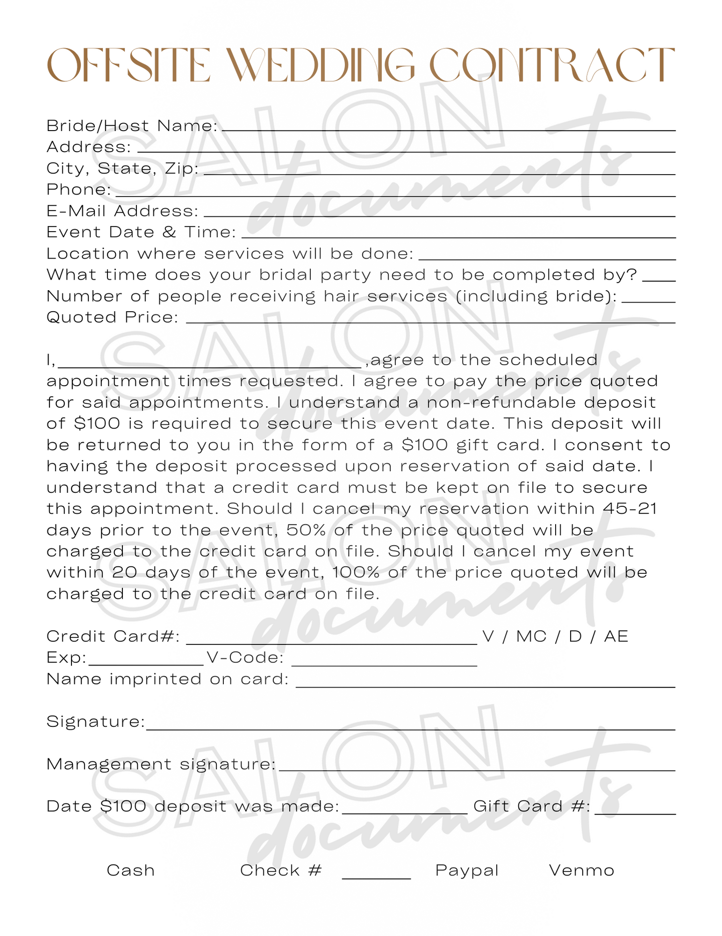 Offsite Wedding Contract