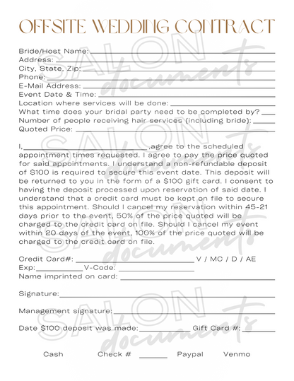 Offsite Wedding Contract