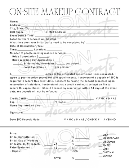 Makeup Service Agreement