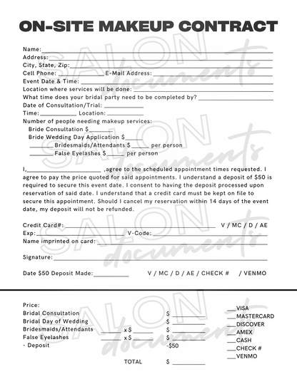 Makeup Service Agreement