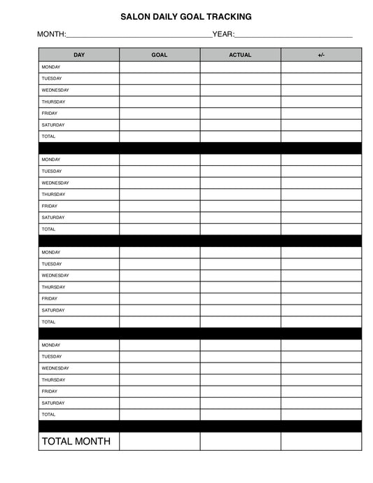 Salon Daily Goal Tracking