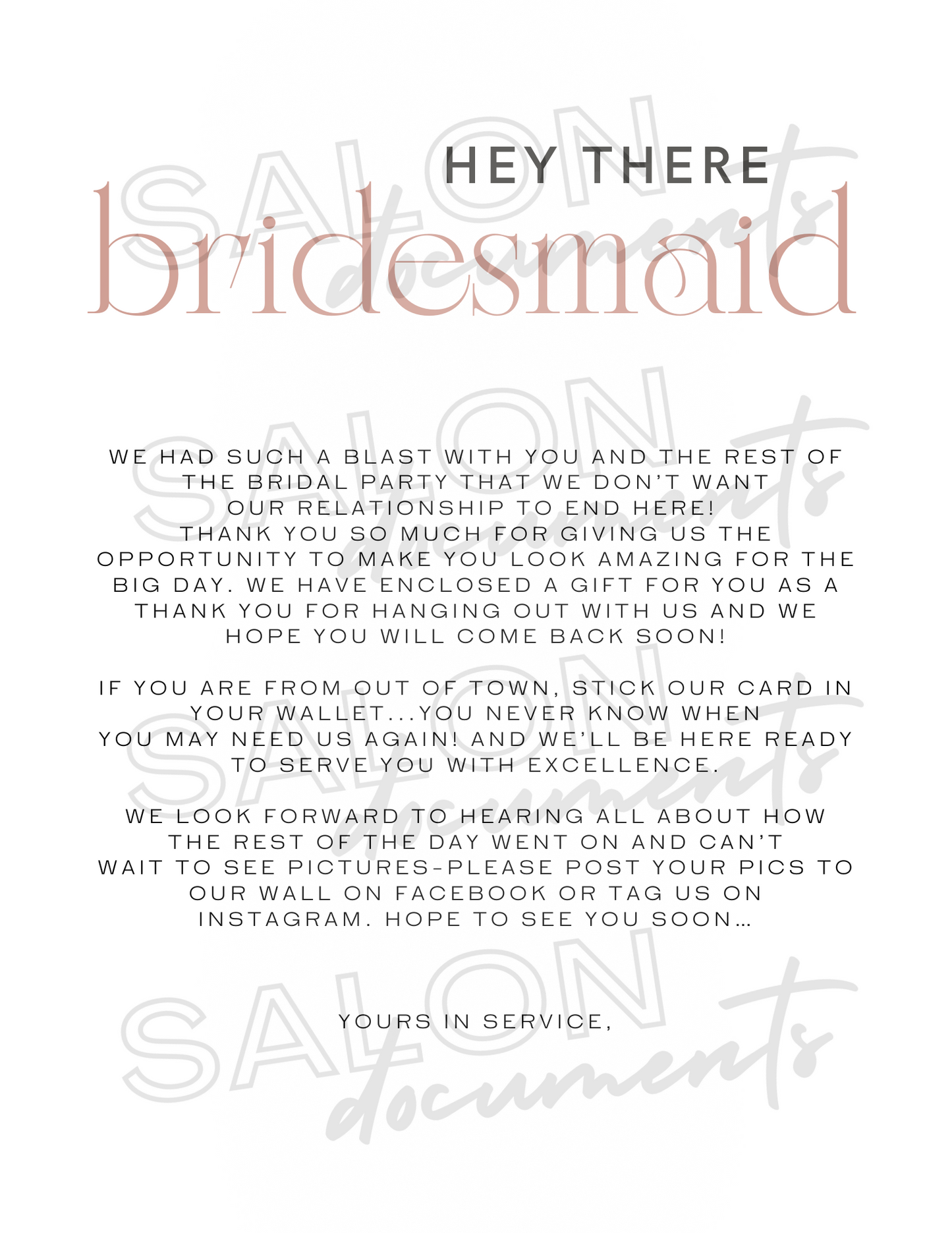 Thank You Bridesmaid